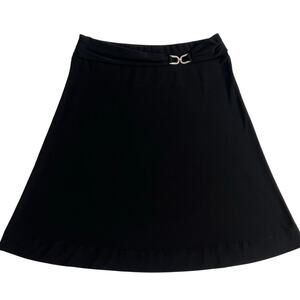 White House Black Market Skirt XS Circle A-Line Black Metal Strap Belt